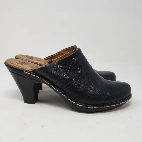Chaussures Sofft Euro Soft En Cuir Noir - Taille 6.5M, Talon Fermé, Boucle, Occasion
